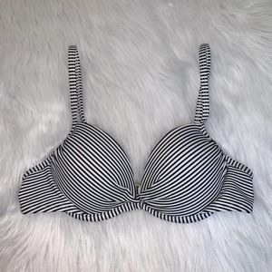 Xhilaration Black and White Striped Bikini Top, XS